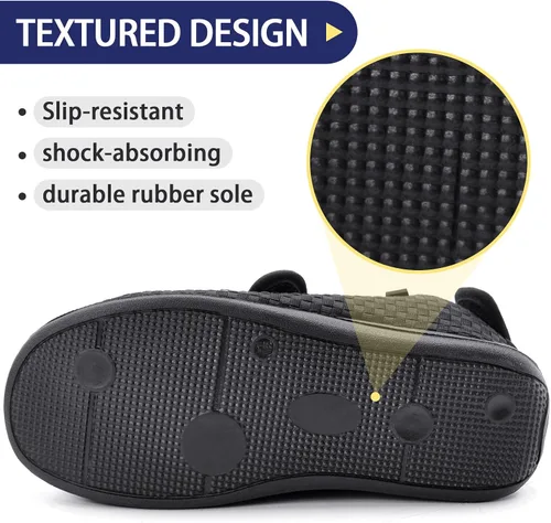 Vista 6 de Sandalias para diabéticos de punta abierta para mujeres y hombres, anchas, ajustables, para artritis, edema, para ancianos, zapatos de casa