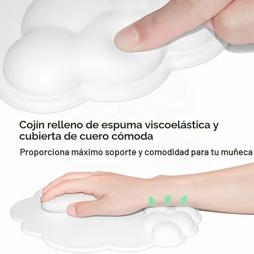 Vista 4 de JIKIOU - Alfombrilla ergonómica para mouse con reposamuñecas de espuma viscoelástica, color blanco