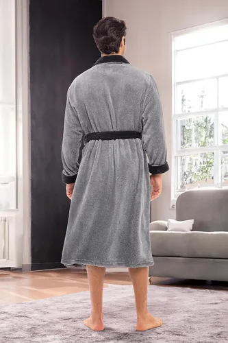 Vista 3 de Alexander Del Rossa - Bata de baño de forro polar acolchado para hombre