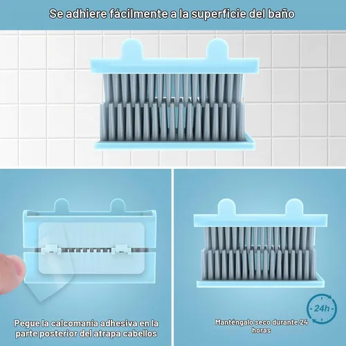 Vista 5 de Atrapapelos, Colector de Cabello Reutilizable para Pared de Ducha, Trampa de Cabello para Protector de Drenaje, Atrapapelos de Silicona para Baño