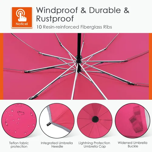 Vista 5 de Bodyguard Inverted Umbrella, Large Windproof Umbrellas for Rain & Sun, Compact Umbrella Reverse Umbrella with Reflective Stripe, Teflon Umbrella for