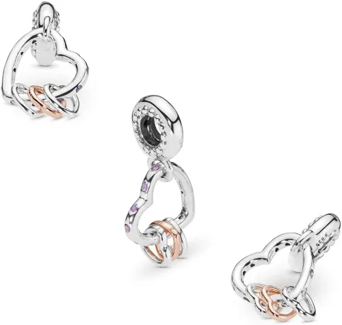 Vista 3 de MiniJewelry - Abalorio para pulseras de plata de ley diseño de corazón con circonita cúbica