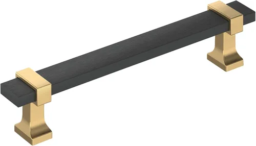 Vista 21 de Amerock Overton - Tirador para gabinete de 96 mm de centro a centro en acabado negro mate cepillado/bronce champán, BP36681BMBCZ