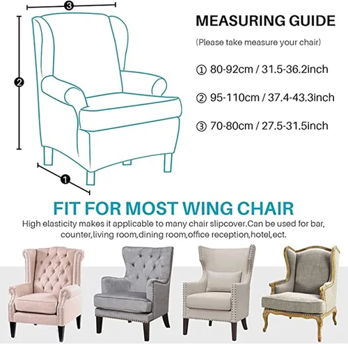 Vista 49 de Eco-Ancheng Funda para silla Wingback, 2 piezas, respaldo de ala, fundas de elastano para sillón con respaldo de ala, fundas para sillón con parte