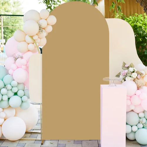 Vista 9 de FUHSY Cubierta de Arco de Boda Beige Cubierta de Arco Tela de Fondo Cubierta de Elastano de Arco de 6 Pies para Pared Arqueada Cubierta de Soporte