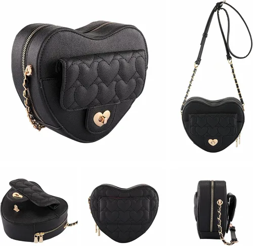 Vista 4 de Ayliss Bolso cruzado para mujer, con forma de corazón, bolso de hombro pequeño, bolso cruzado de noche, bolso de piel sintética