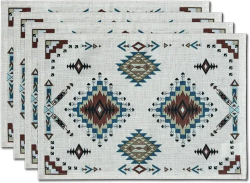 Vista 9 de Camino de mesa rectangular geométrico del suroeste de 70 x 13 pulgadas, decoración para jardín, granja, boda, fiesta, vacaciones, cena, decoración