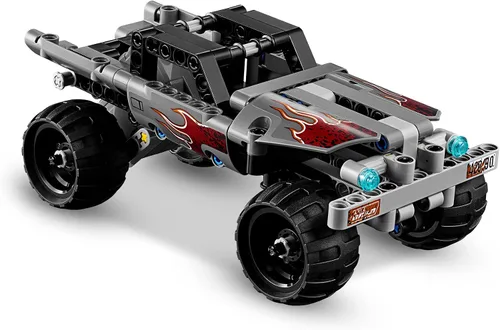 Vista 5 de Technic Camión de juguete Getaway, motor de tracción, modelo de camión monstruos, juguetes de vehículos para niños