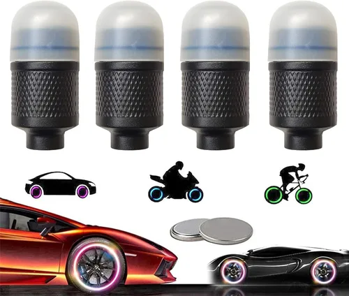 Vista 9 de Paquete de 4/8 luces LED para rueda de bicicleta, tapones para válvulas de neumáticos de automóvil, tapas de vástagos de bicicleta, motocicleta
