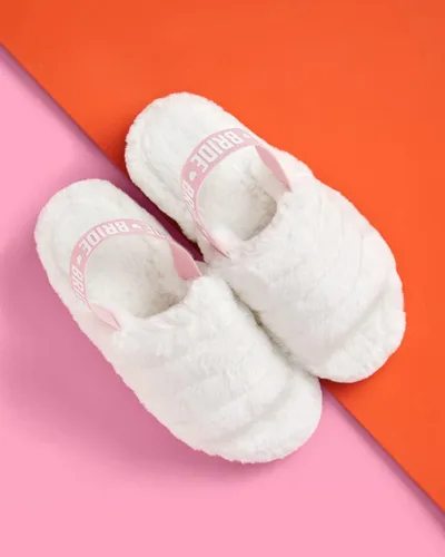 Vista 7 de xo, Fetti Pantuflas con correa de novia, piel blanca, decoraciones de despedida de soltera, sandalias para el día de boda, regalo de dama de honor