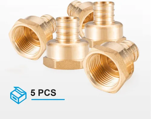 Vista 4 de (5 unidades) Adaptador de rosca NPT hembra de 3/4 pulgadas PEX x 3/4 pulgadas F1807, conector de engarce de latón LF para tubería PEX-b