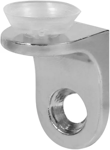 Vista 2 de Soportes para estantes de vidrio de aleación de zinc, chapados, plateados, paquete de 10, con ventosas, 9.8 x 5.9 pulgadas, soporte de estante