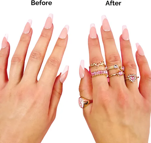 Vista 3 de Le Roux Nails - Anillos apilables para mujer, anillos de moda, Metal no precioso, estrás