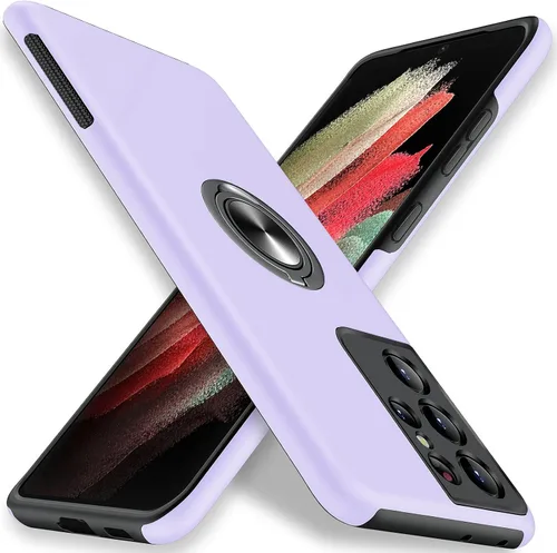 Vista 12 de JAME Funda para Samsung Galaxy S21 Ultra, Protector Delgado y Suave con Parachoques para Samsung S21 Ultra, con Soporte de Anillo Invisible y Atril