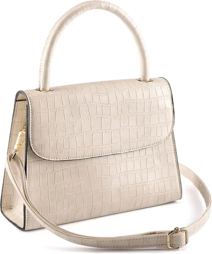 Vista 4 de Ayliss Bolso de mano de cocodrilo pequeño para mujer bolso de hombro clásico bolso de mano con asa superior bolso de cuero sintético con cremallera