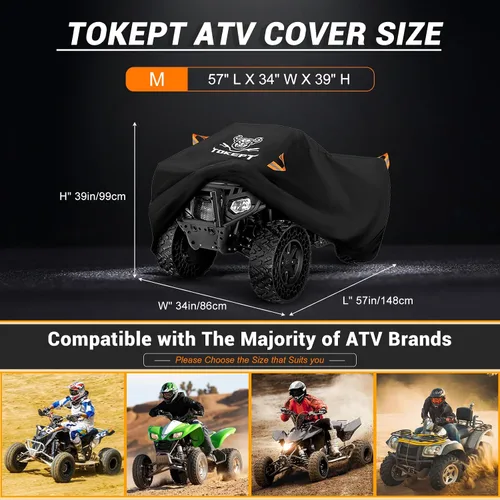 Vista 2 de Funda para ATV, funda impermeable resistente para 4 ruedas, funda para quad, protección para todo tipo de clima, resistente a la UV, protección al