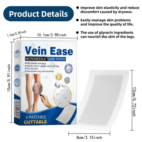 Vista 8 de Vein Ease Microdarts - Parche para el cuidado de las venas varicosas, 2 cajas para tratamiento profesional de venas varicosas para piernas, parche