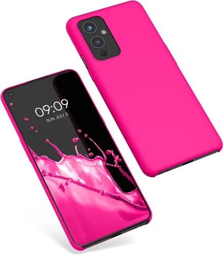 Vista 8 de kwmobile Funda compatible con OnePlus 9 (versión EU/NA) - Funda de silicona TPU con acabado suave - Rosa neón