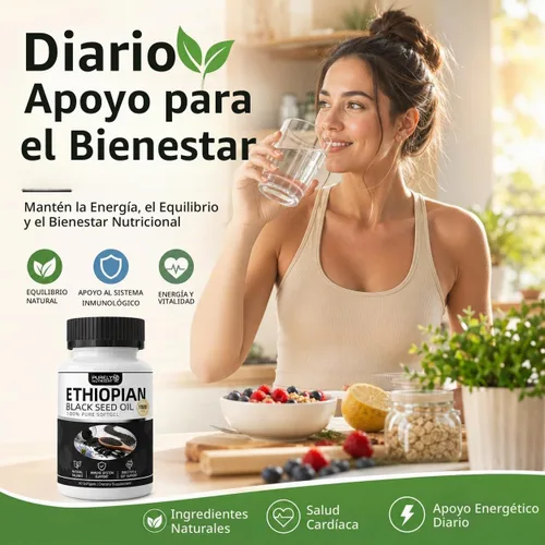 Vista 5 de Aceite de semilla negra etíope puramente nutritiva, 60 cápsulas