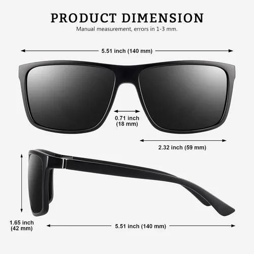 Vista 6 de GQUEEN - Lentes de sol polarizados retro para hombre y mujer, con protección UV400, marco cuadrado rectangular