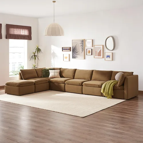 Vista 52 de mopio Sofá modular de gran tamaño con fundas y almacenamiento totalmente extraíbles, secciones convertibles en forma de U y L, moderno sofá de nube