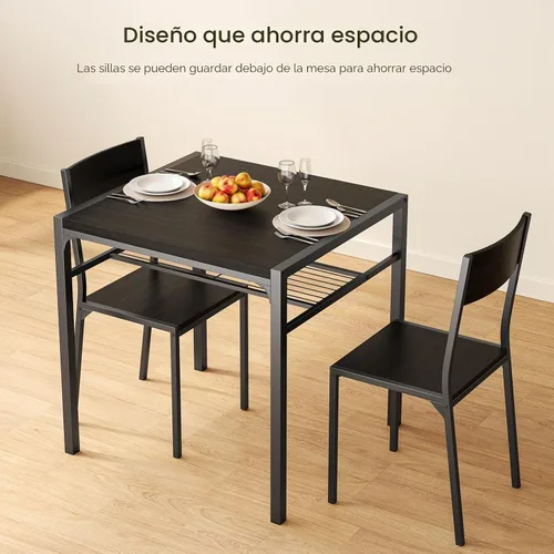 Vista 4 de Gizoon Juego de mesa de comedor para 2, mesa de cocina de 3 piezas con 2 sillas para espacios pequeños, apartamento, cocina, comedor, ahorro