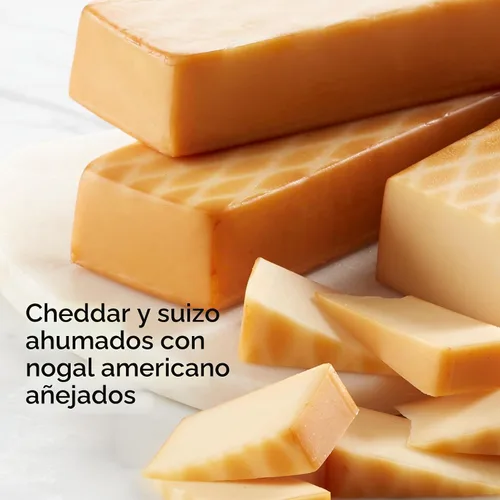 Vista 2 de Hickory Farms Mezcla de queso cheddar ahumado, paquete de 3, 10 onzas cada uno - Artículo de comida para charcutería