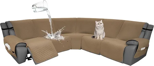 Vista 96 de Fundas de terciopelo 10% impermeables para sofá modular reclinable en forma de L, 1 pieza, fundas acolchadas para sofá reclinable esquinero, juego
