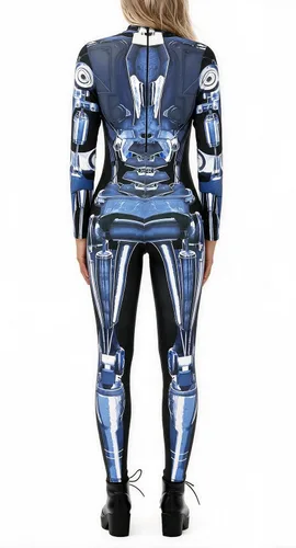 Vista 2 de Womens Hi-neck Skeleton Print Bodycon Jumpsuits Fullbody Unitard 2020#Pattern4