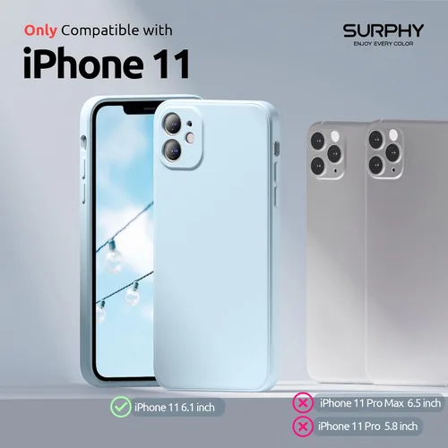 Vista 2 de SURPHY Diseño para Funda iPhone 11 con Protección de Cámara, Diseño Delgado de Borde Recto, Funda de Teléfono de Silicona Líquida para iPhone 11