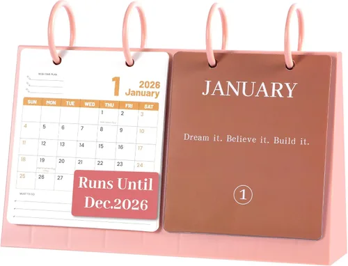 Vista 11 de Calendario de Escritorio Pequeño 2026 de Enero a Diciembre, Calendario Mensual Decorativo de Voltear para Escritorio con Citas Motivacionales, Linda