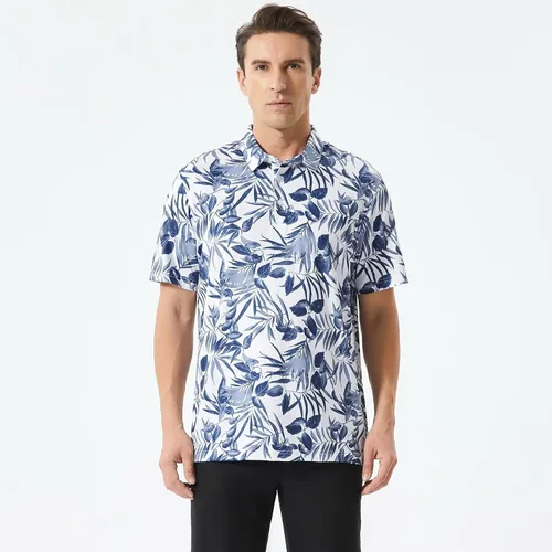 Vista 2 de Camisas de golf para hombre Dry Fit Performance Print manga corta que absorbe la humedad