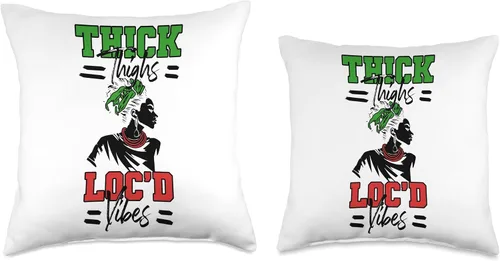 Vista 3 de Locs Afro Dreadlocks Love Natural Beauty Hair Locd Thick Thighs Loc'd Vibes Afro Hair - Almohada africana americana, 16 x 16 pulgadas, multicolor