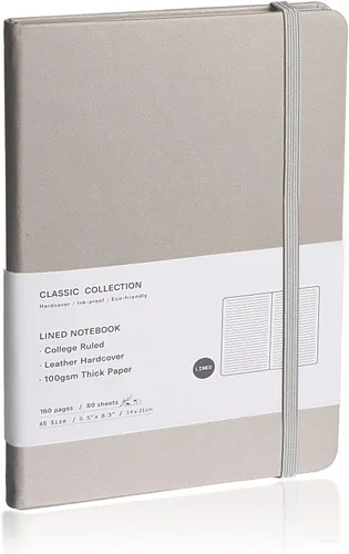 Vista 10 de Cuaderno rayado con tapa dura para hombres y mujeres – Cuadernos para escribir, trabajo, escuela, hogar y notas diarias, 160 páginas – Tamaño A5