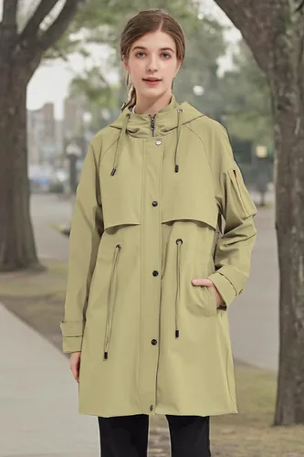 Vista 9 de Orolay Chaqueta ligera larga con capucha para mujer, Anoraks para exteriores