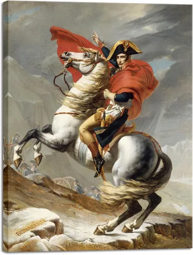 Vista 9 de Wieco Art Napoleón enmarcado cruzando los Alpes de Jacques-Louis David pinturas al óleo, reproducción abstracta de impresiones en alta definición