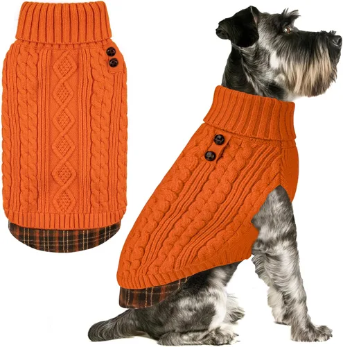 Vista 44 de KYEESE Suéter suave para perros pequeños, machos, abrigado, de cuello alto, ropa elástica de punto para gatos, abrigo cómodo para cachorros