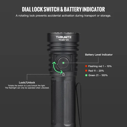 Vista 3 de ThruNite TC20 V3 - Linternas recargables de alto lúmenes, 4720 lúmenes, linterna LED súper brillante, USB-C, 6 modos, IPX8 impermeable, luz táctica