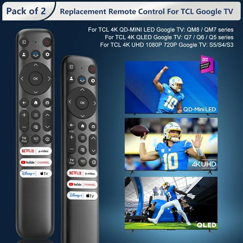 Vista 3 de Solo para TCL-Google-TV, reemplazo de control remoto, RC813 compatible con TCL QM8/QM7/Q7/Q6/Q5/S5/S4/S3 4K UHD HDR LED QLED QD-Mini LED Full-HD