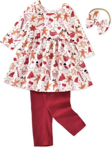 Vista 13 de Aalizzwell Conjunto de túnica floral para niñas pequeñas para otoño e invierno Naranja