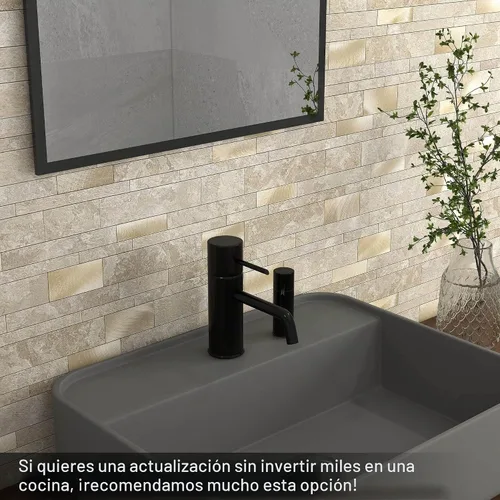 Vista 3 de BeNice Stone Peel and Stick Backsplash - Azulejo lineal de metro beige 10pieza(s)