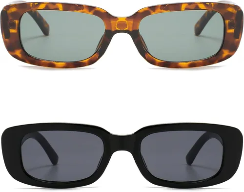 Vista 7 de Mehhlly Lentes de sol rectangulares para mujeres y hombres, lentes retroTrendy estrechos y delgados con marco cuadrado