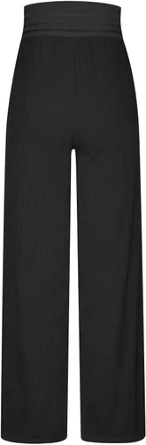 Vista 4 de Pantalones de pierna ancha para mujer, pantalones de entrenamiento de cintura alta, con textura, color sólido, pantalones palazzo