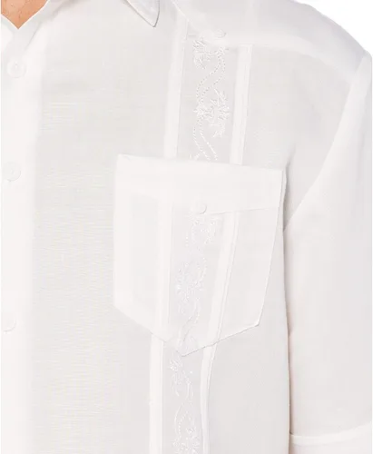 Vista 4 de Cubavera Camisa Guayabera bordada de manga corta para hombre
