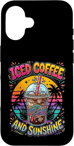 Vista 32 de Iced Coffee Sunshine Palm Trees Retro Summer Drink Case for iPhone 17