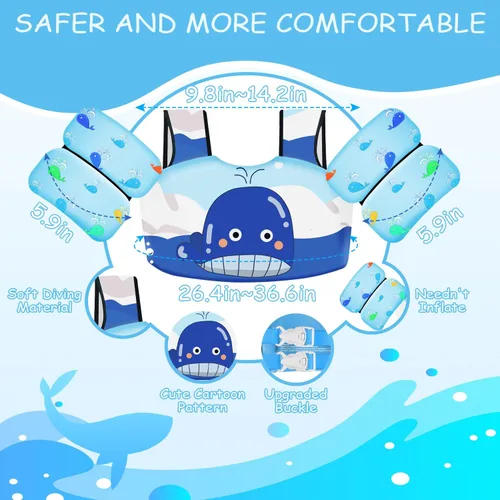 Vista 3 de Chriffer Toddler Floaties Kids Swim Vest for 30-50 Pounds Boys & Girls with Arm Wings for Age 2 3 4 5 6 7 Years Old Baby