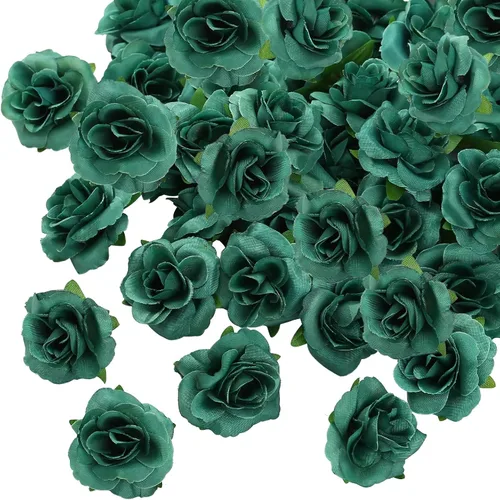 Vista 16 de Kesote 50 rosas artificiales, rosas artificiales de seda pequeñas de 1.6 Negro