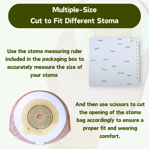 Vista 8 de 20PCS One-Piece Colostomy Bags, Ostomy Bag Ostomy Supplies for 15–60mm Cut-to-Fit Stoma, Drainable Ostomy Pouches with Clamp Closure & Carbon Filter