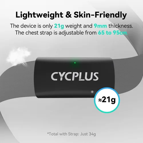 Vista 6 de CYCPLUS - Monitor de frecuencia cardíaca con correa para el pecho H2Pro, sensor de monitorización de frecuencia cardíaca Bluetooth ANT+ con batería