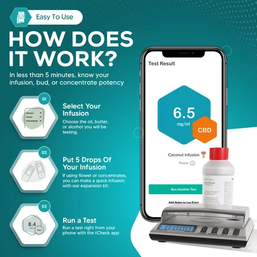 Vista 5 de Paquete de expansión tCheck para el probador de potencia en el hogar controlado por la aplicación tCheck - Prueba flores y aceites - Incluye todo lo